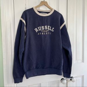 Russell athletic vintage varsity collection navy blue and white sweatshirt